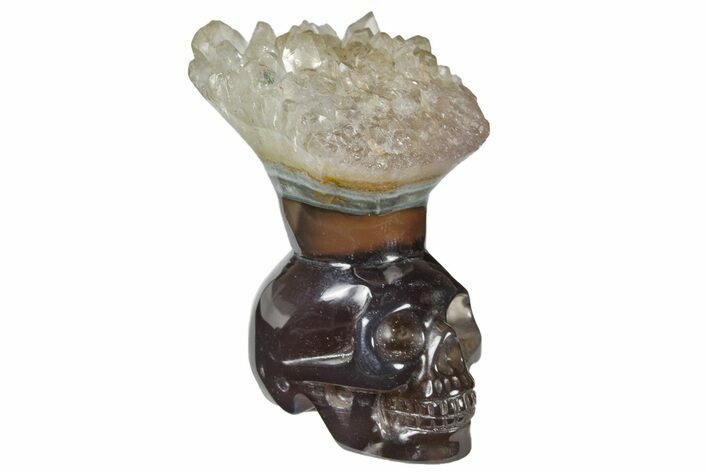Polished Agate Skull with Quartz Crown #181942